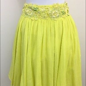 Anthropologie Yellow Skirt Floreat Yellow Gauze
